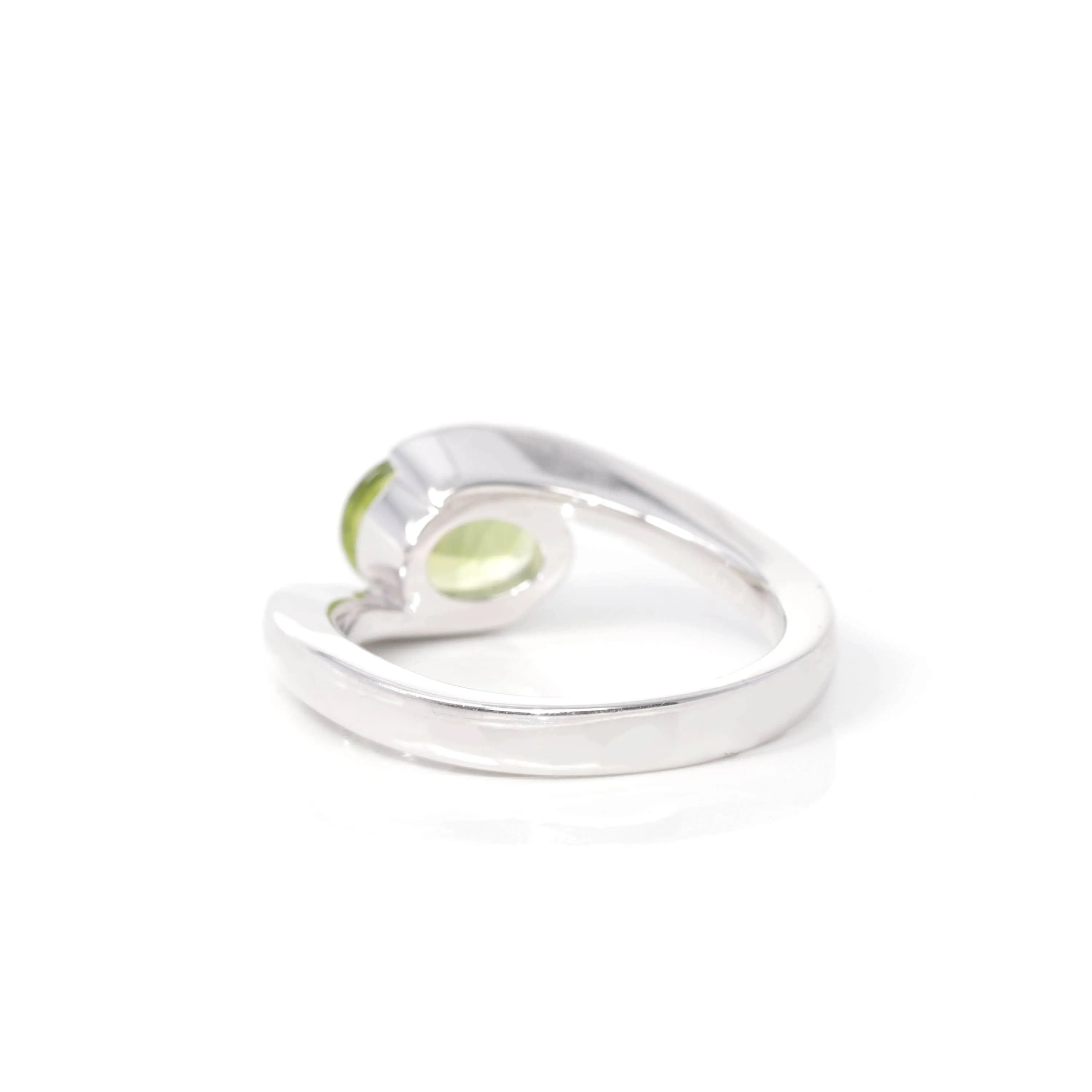 Baikalla? Gemstone Collection Sterling Silver Genuine Peridot Oval Bypass Ring