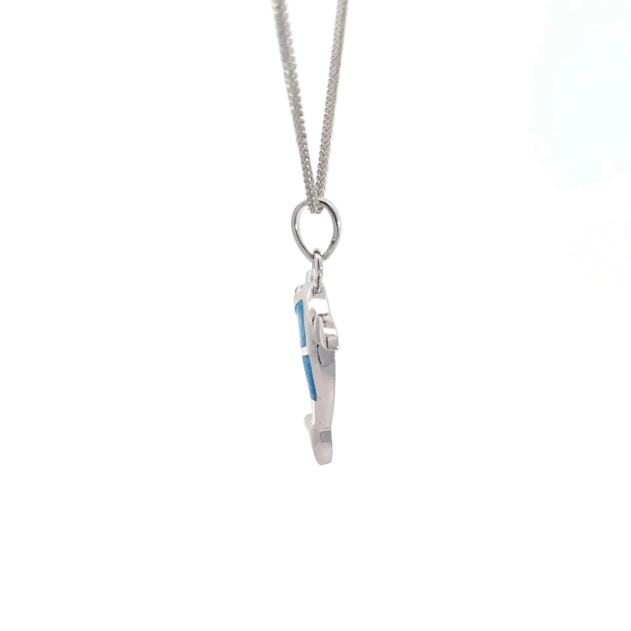 Baikalla Sterling Silver Lab-Made Opal Dolphin Pendant Necklace