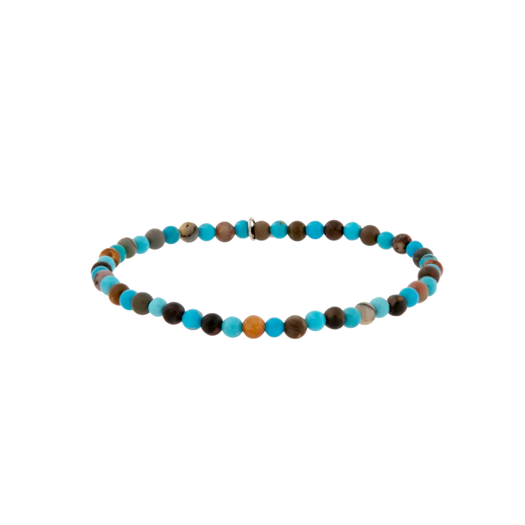 Beaded Turquoise and Picasso Jasper Alternating Stretch Bracelet