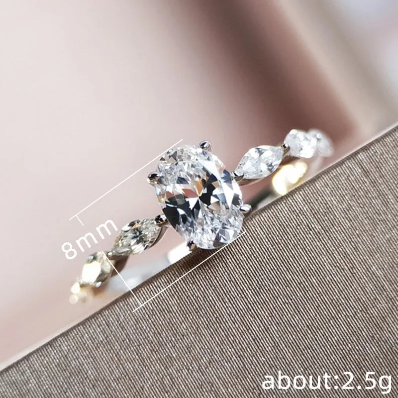 Beautiful Oval CZ White Gold Color Ring