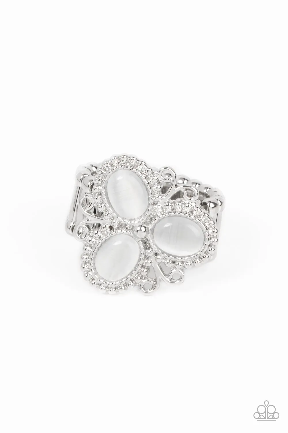 Bewitched Blossoms - White Paparazzi Ring