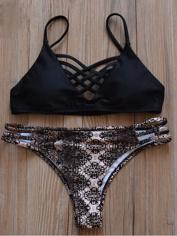 Black Leopard Push Up Bikini