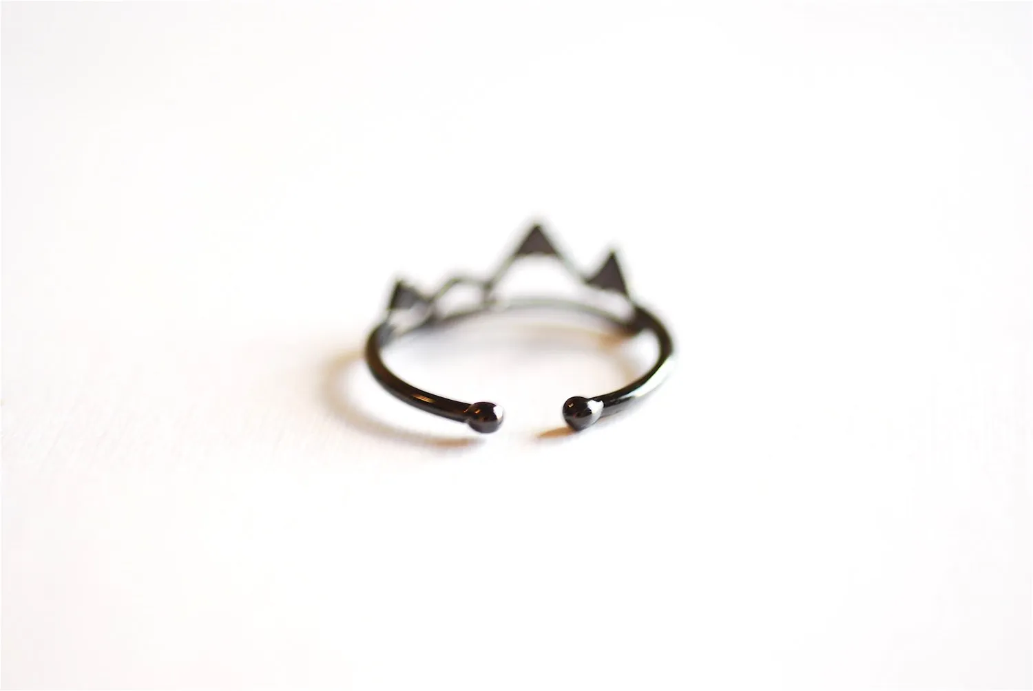 Black Rhodium Mountain Ring Adjustable- Black Rhodium plated over Sterling Silver, Black Gold Adjustable Mountain Ring, Midi Ring, 262