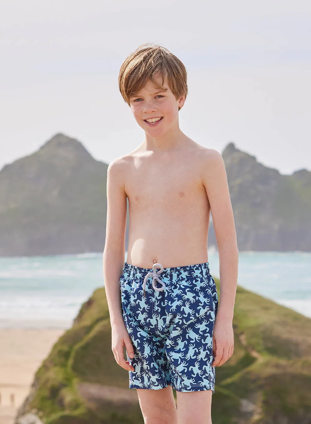 Boys Swimshorts in Navy Crab