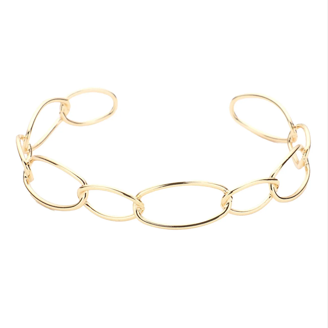 Brass Metal Open Oval Link Cuff Bracelet