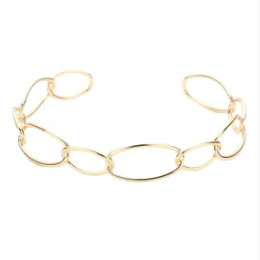 Brass Metal Open Oval Link Cuff Bracelet