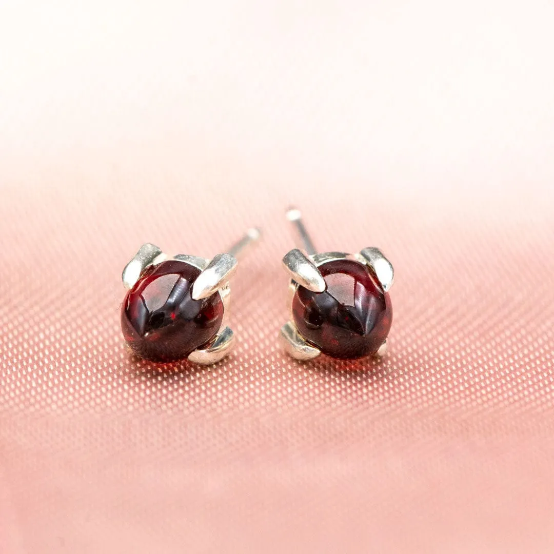 Bullet Garnet Sterling Silver Prong Set Stud Earrings, Ready to Ship