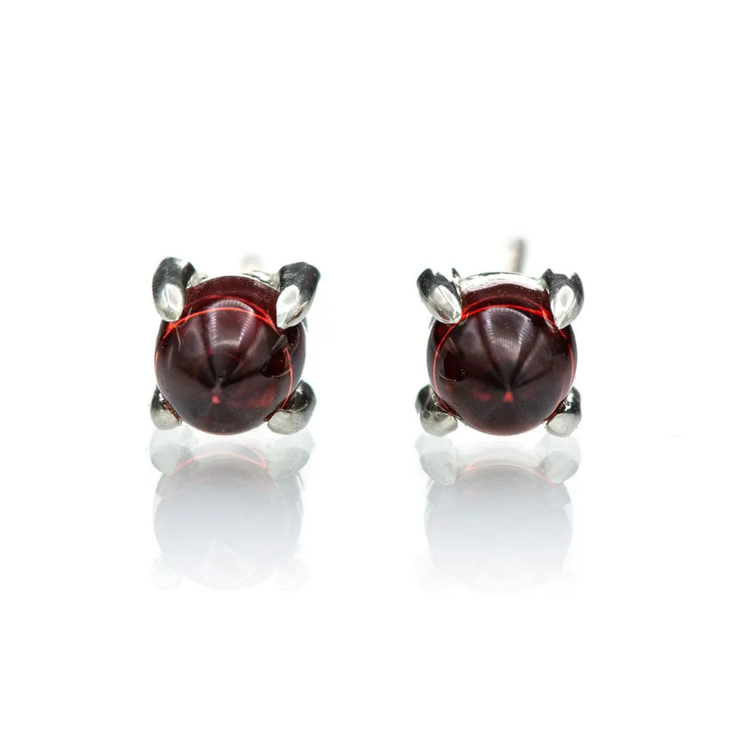 Bullet Garnet Sterling Silver Prong Set Stud Earrings, Ready to Ship