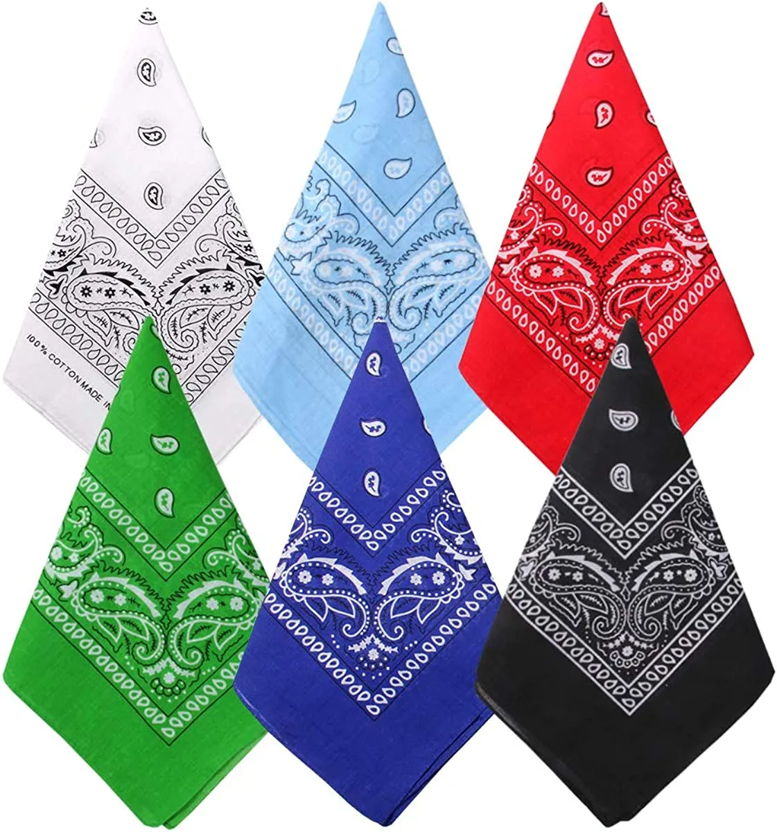 Bycc Bynn 3 Pack 100% Cotton Paisley Pattern Bandanas Face Mask Square Scarf Headwear