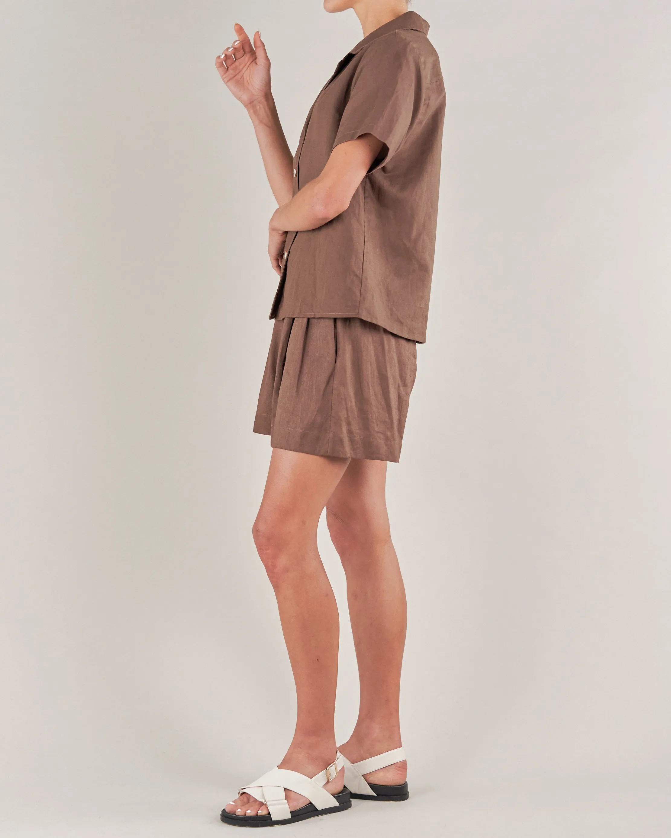 Cancun Linen Short - Chocolate