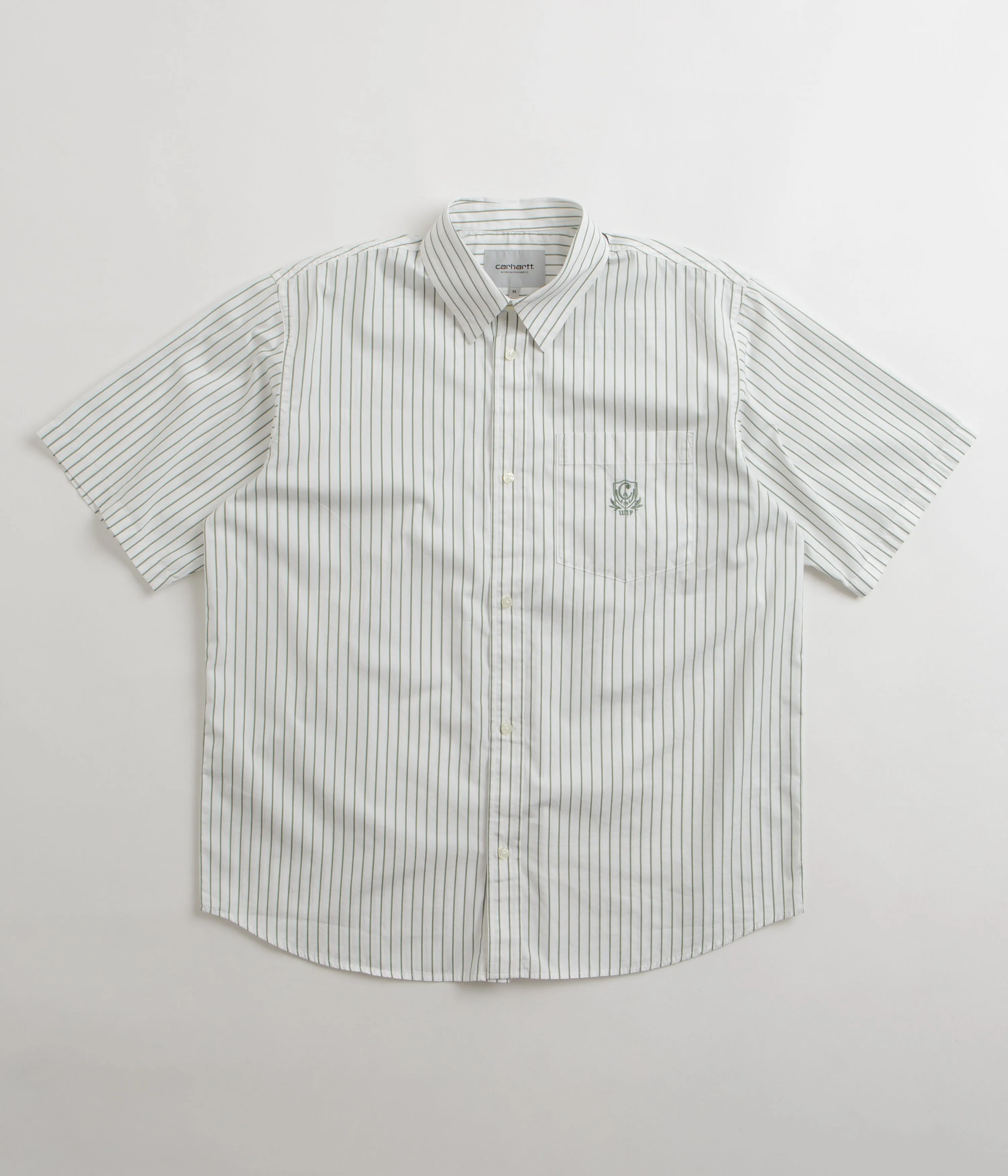 Carhartt Linus Stripe Poplin Short Sleeve Shirt - Park / White