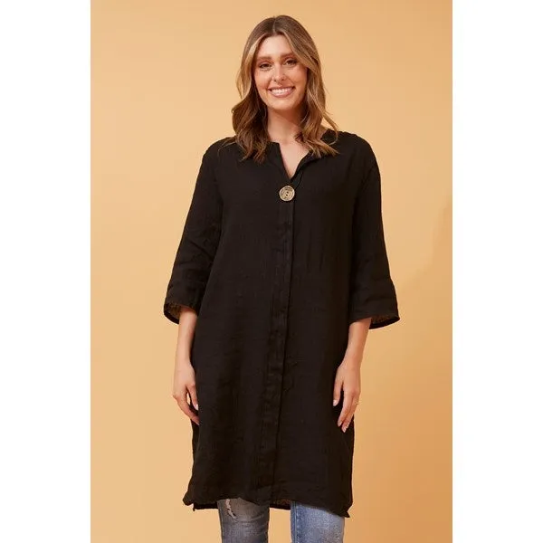 CARMEL BUTTON DETAIL LINEN TUNIC