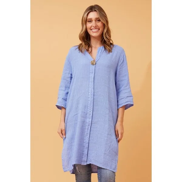 CARMEL BUTTON DETAIL LINEN TUNIC