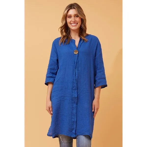 CARMEL BUTTON DETAIL LINEN TUNIC