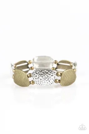 Cave Chic Silver and Brass Stretch Bracelet - Paparazzi Accessories