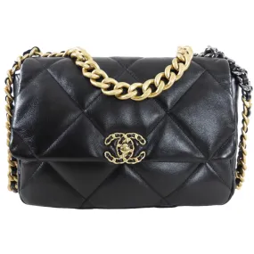 Chanel Black Quilted Leather 19 Chain Flap Bag