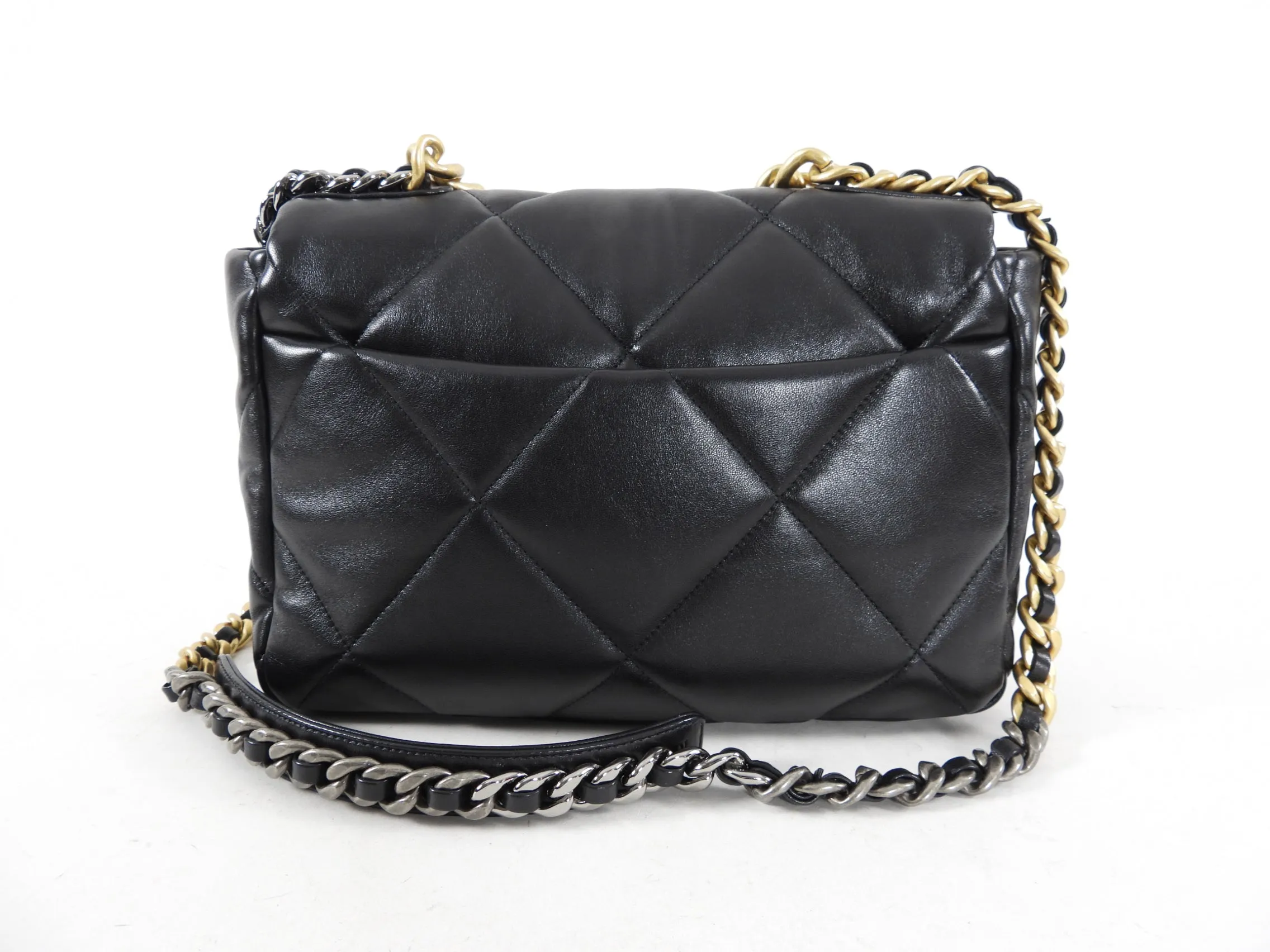 Chanel Black Quilted Leather 19 Chain Flap Bag