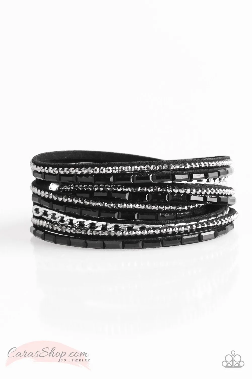 Cheaters Never Prosper Black Double-Wrap Snap Bracelet - Paparazzi Accessories