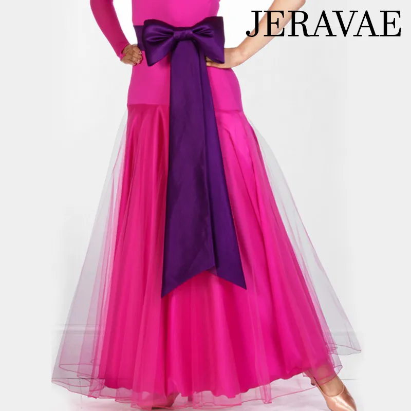 Chiffon and Satin Long Ballroom Practice Skirt Available in 5 Colors and Sizes S-XL PRA 004