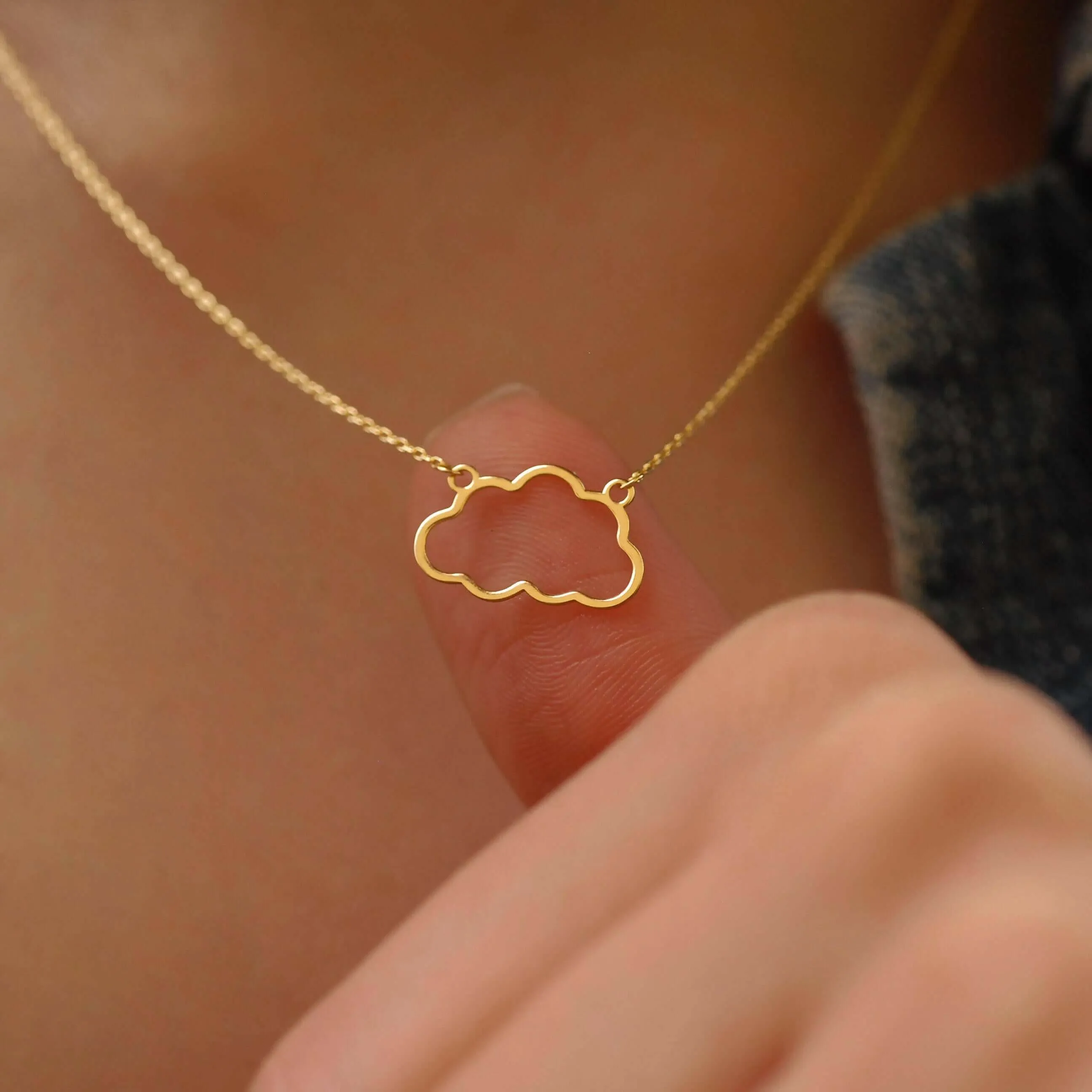 Cloud Necklace | 14K Solid Gold