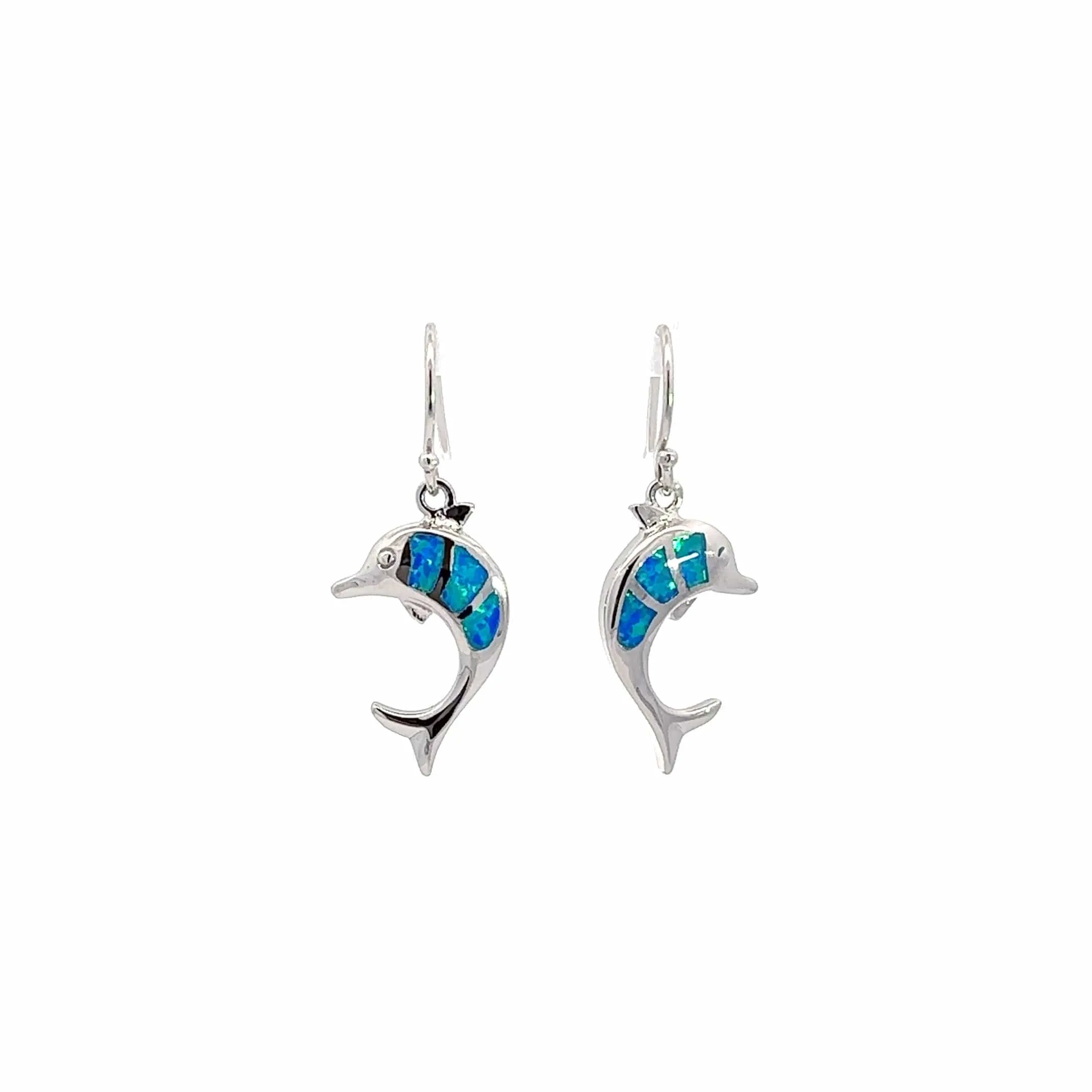 Copy of Baikalla? Sterling Silver Natural Lab-Made Dolphin Opal Dangle Earrings