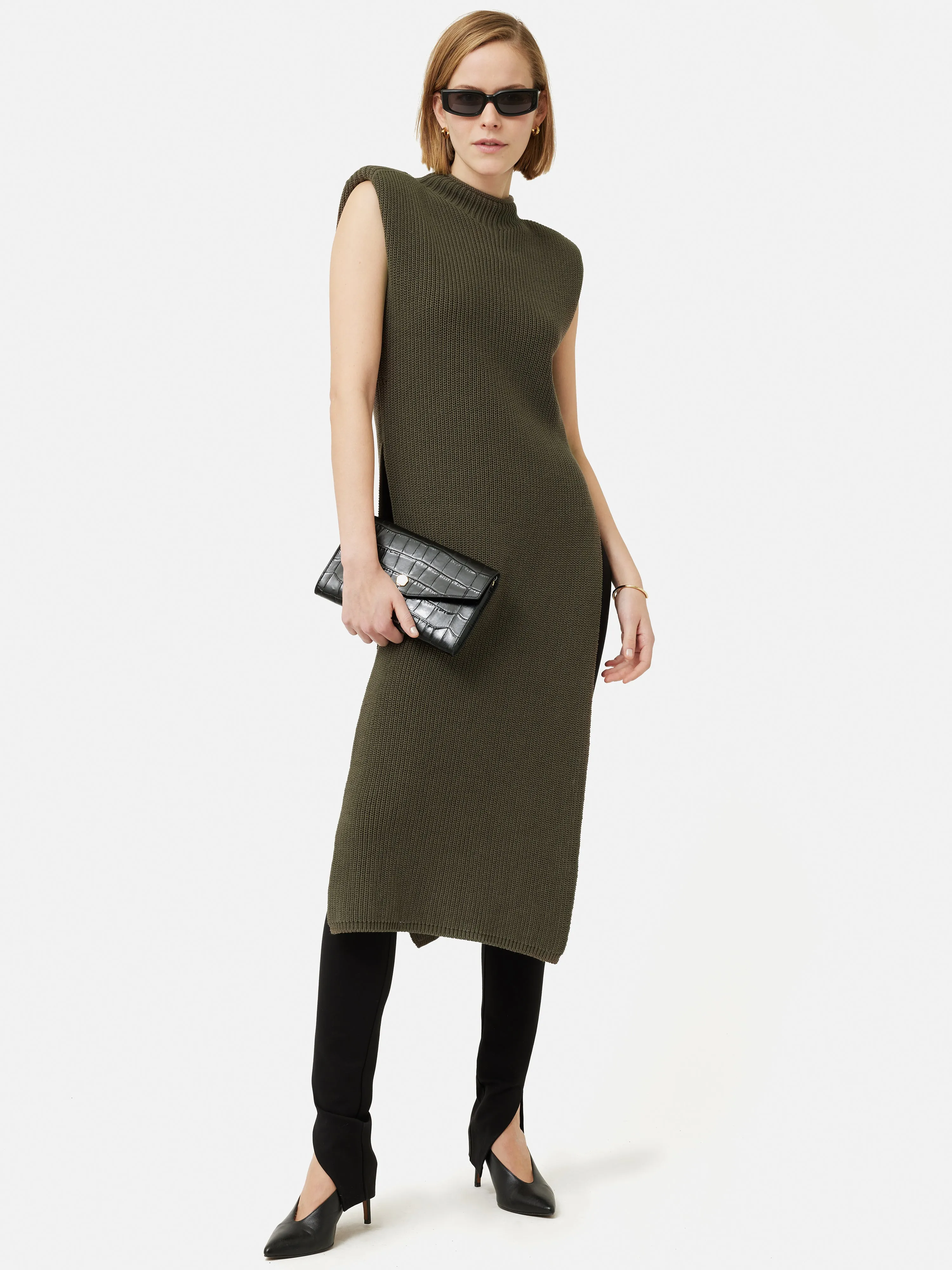 Cotton Side Split Tunic | Khaki