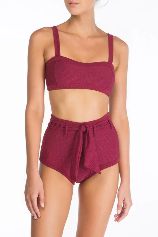 Crop Top & Hi Pant Set - Sangria