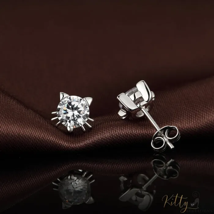 Cubic Zirconia Cat Set (Sterling Silver Plated)