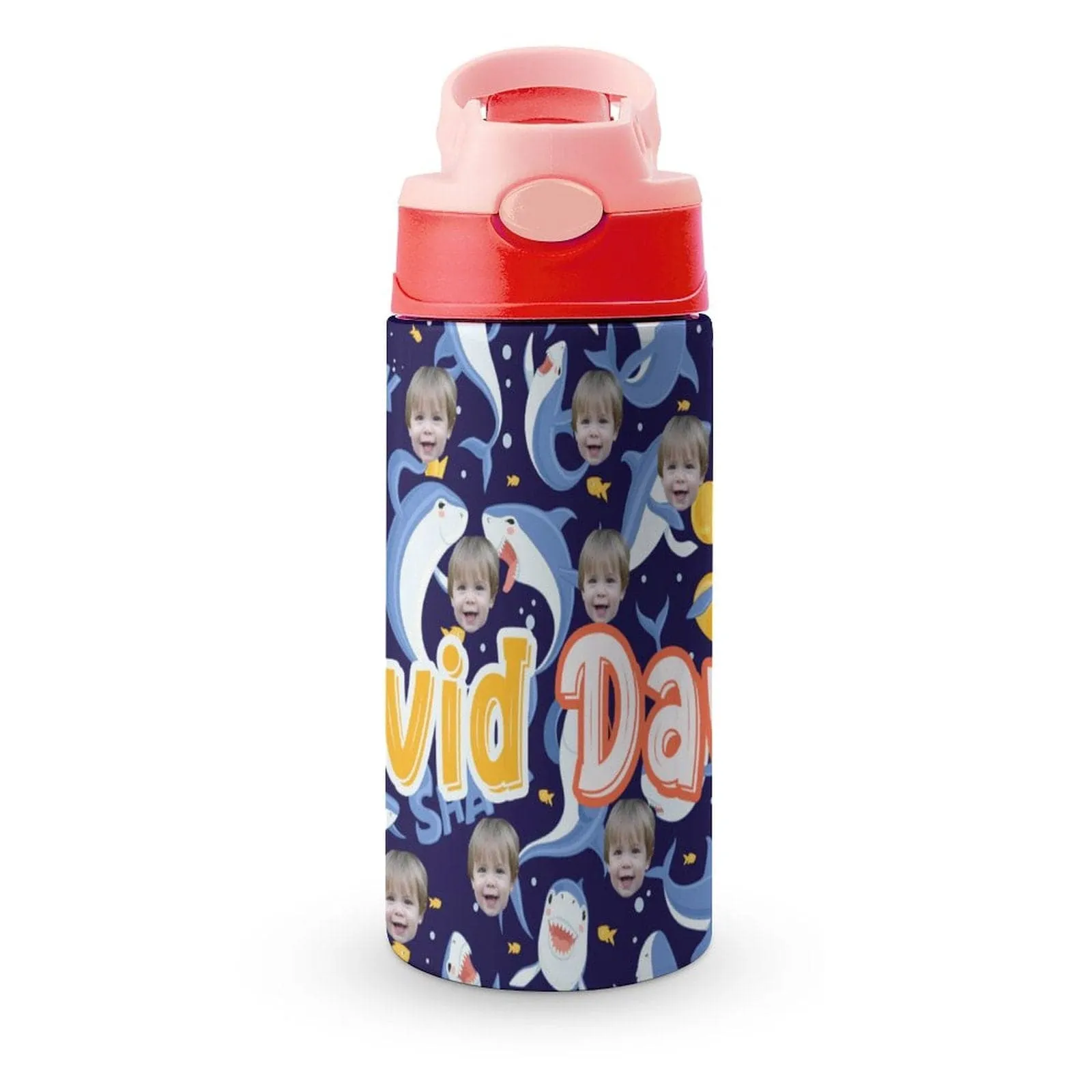 Custom Photo＆Name Personalised Shark Stainless Steel Kids Drink Bottles 500ml Water Bottle