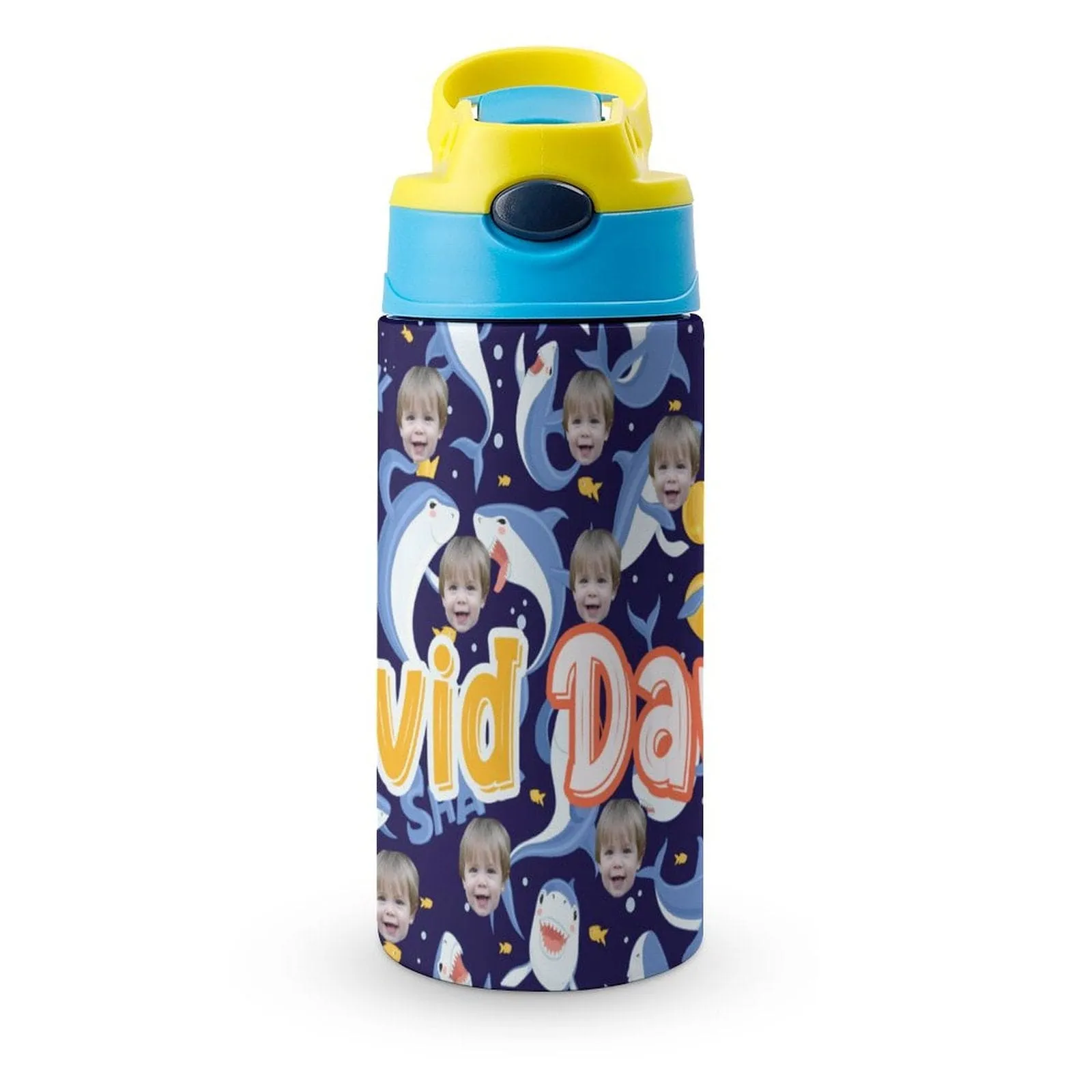 Custom Photo＆Name Personalised Shark Stainless Steel Kids Drink Bottles 500ml Water Bottle