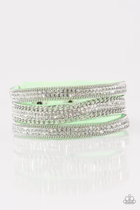 Dangerously Drama Queen Green Urban Wrap Snap Bracelet - Paparazzi Accessories