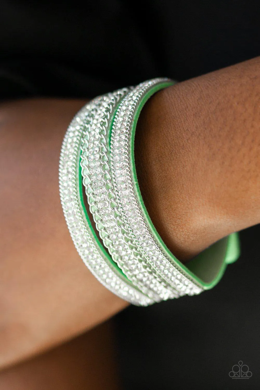 Dangerously Drama Queen Green Urban Wrap Snap Bracelet - Paparazzi Accessories