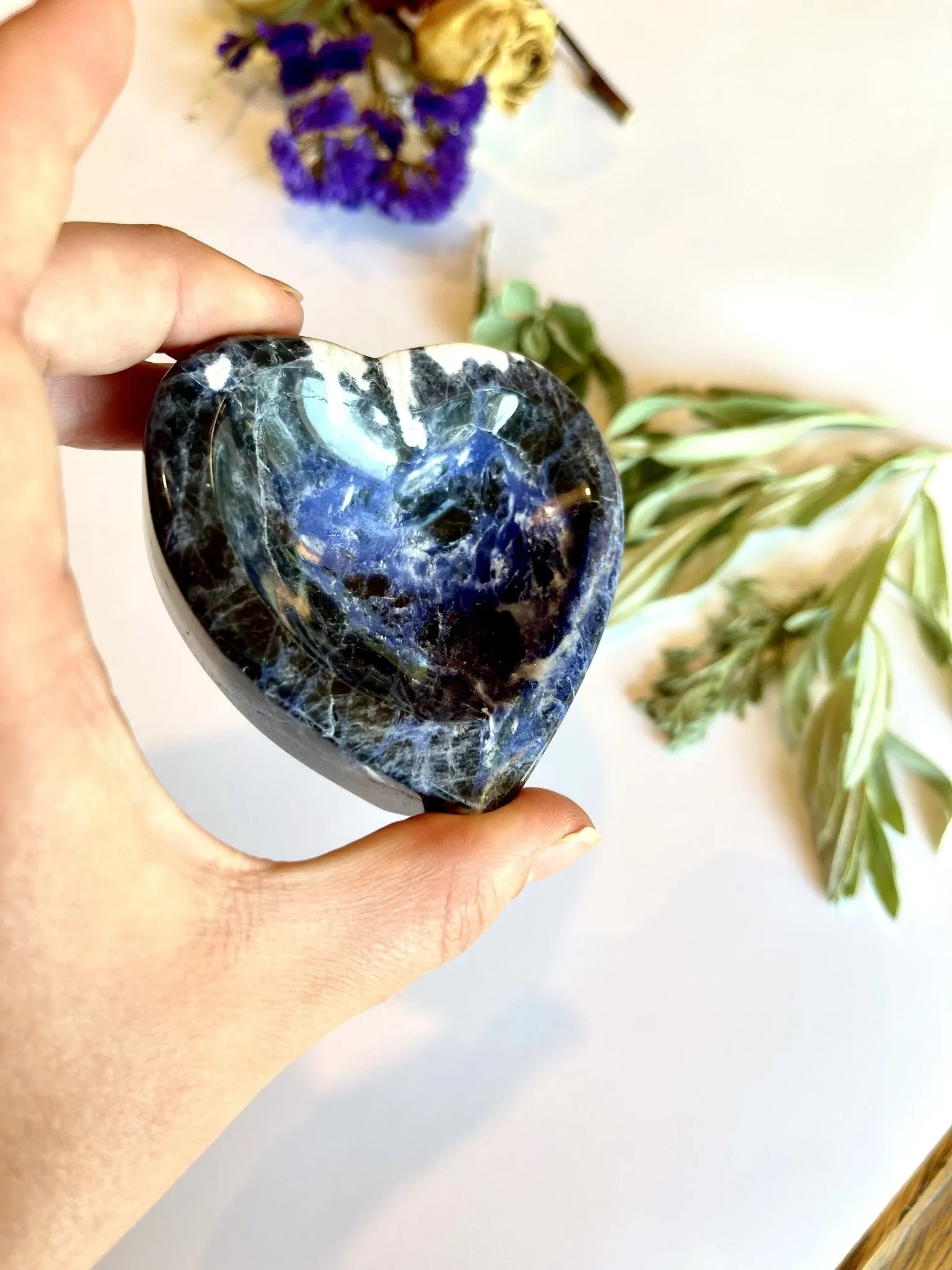 Deep Blue White Heart Sodalite Dish