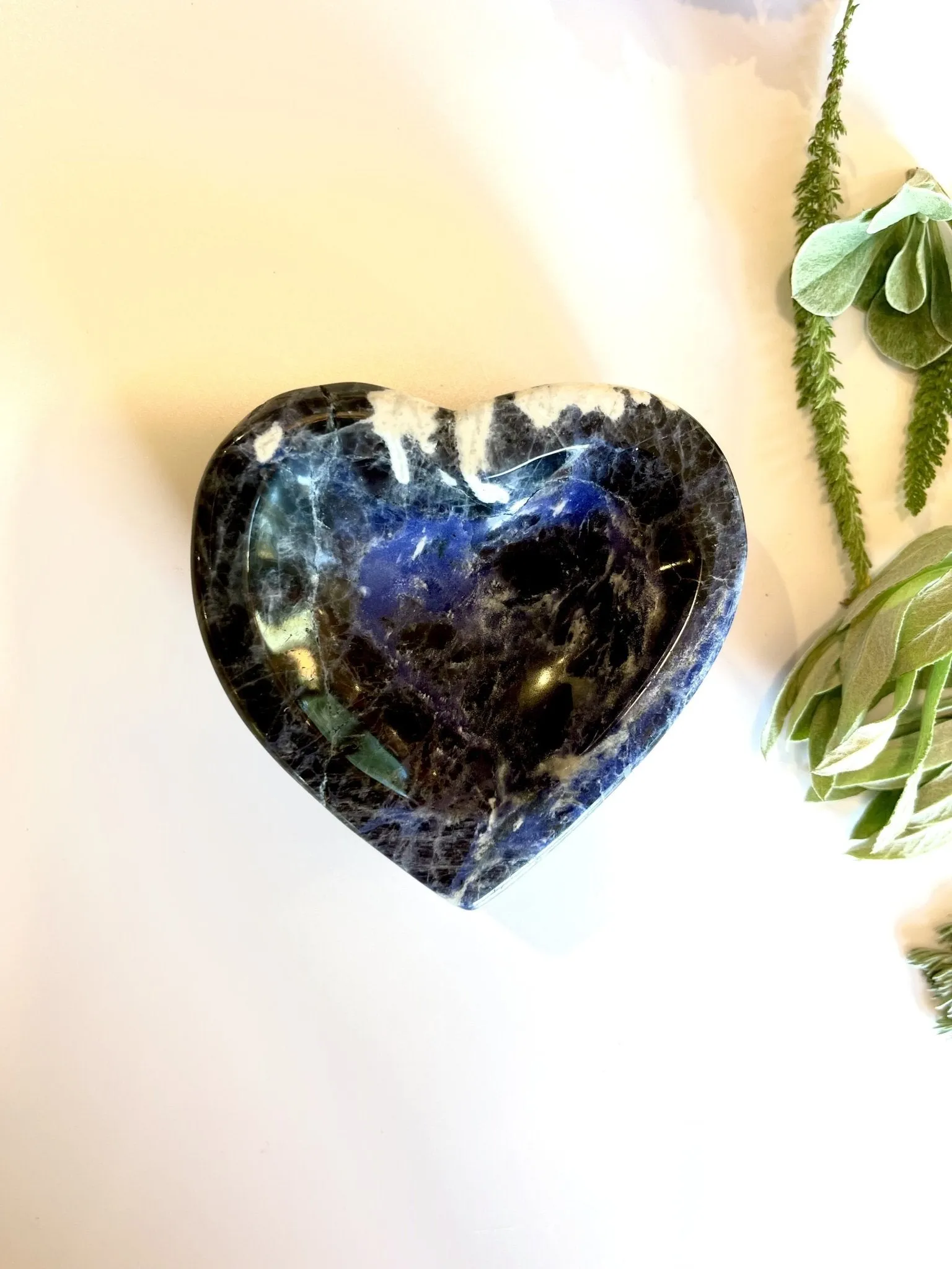 Deep Blue White Heart Sodalite Dish