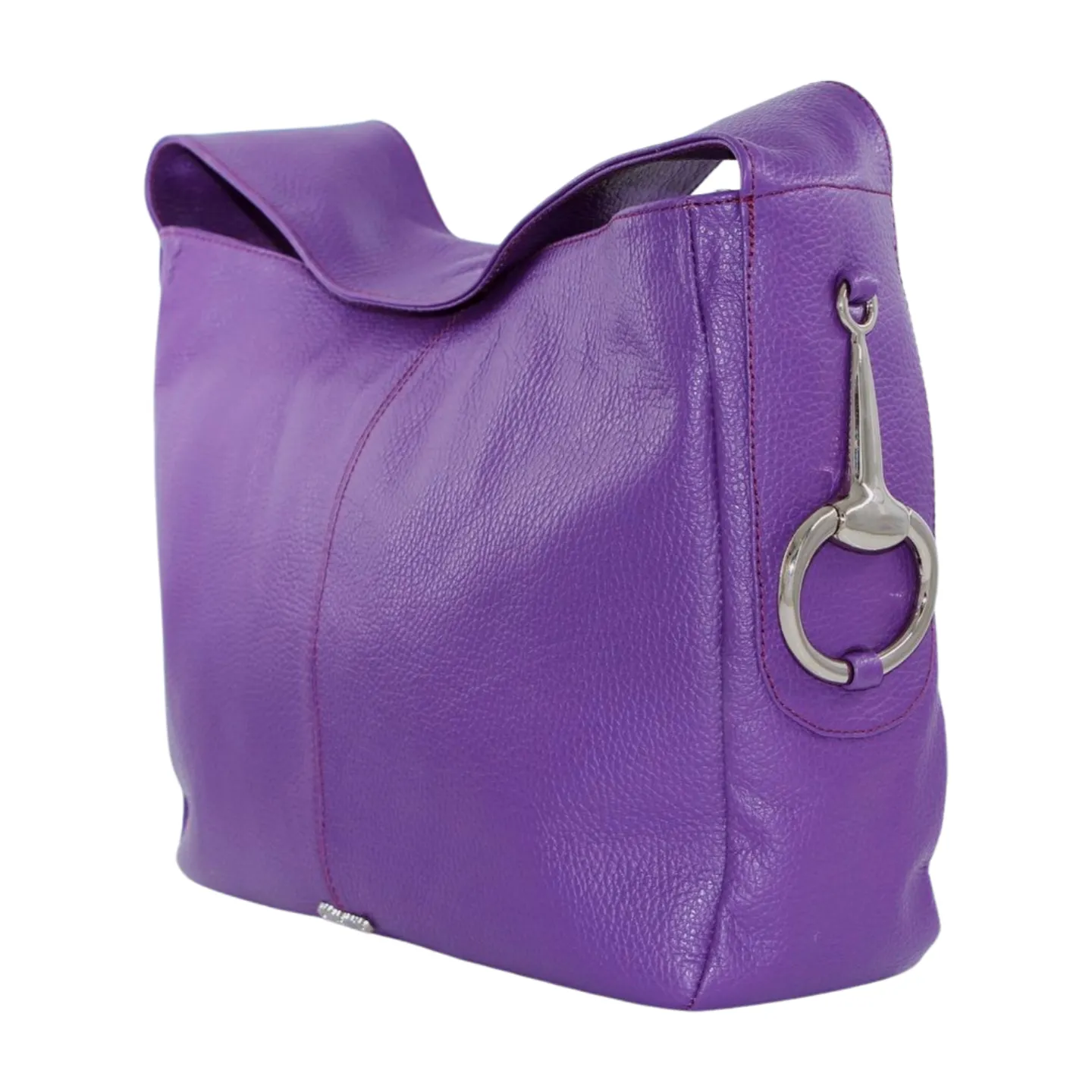 DITOMO Purple Leather Shoulder Handbag Bit Detail