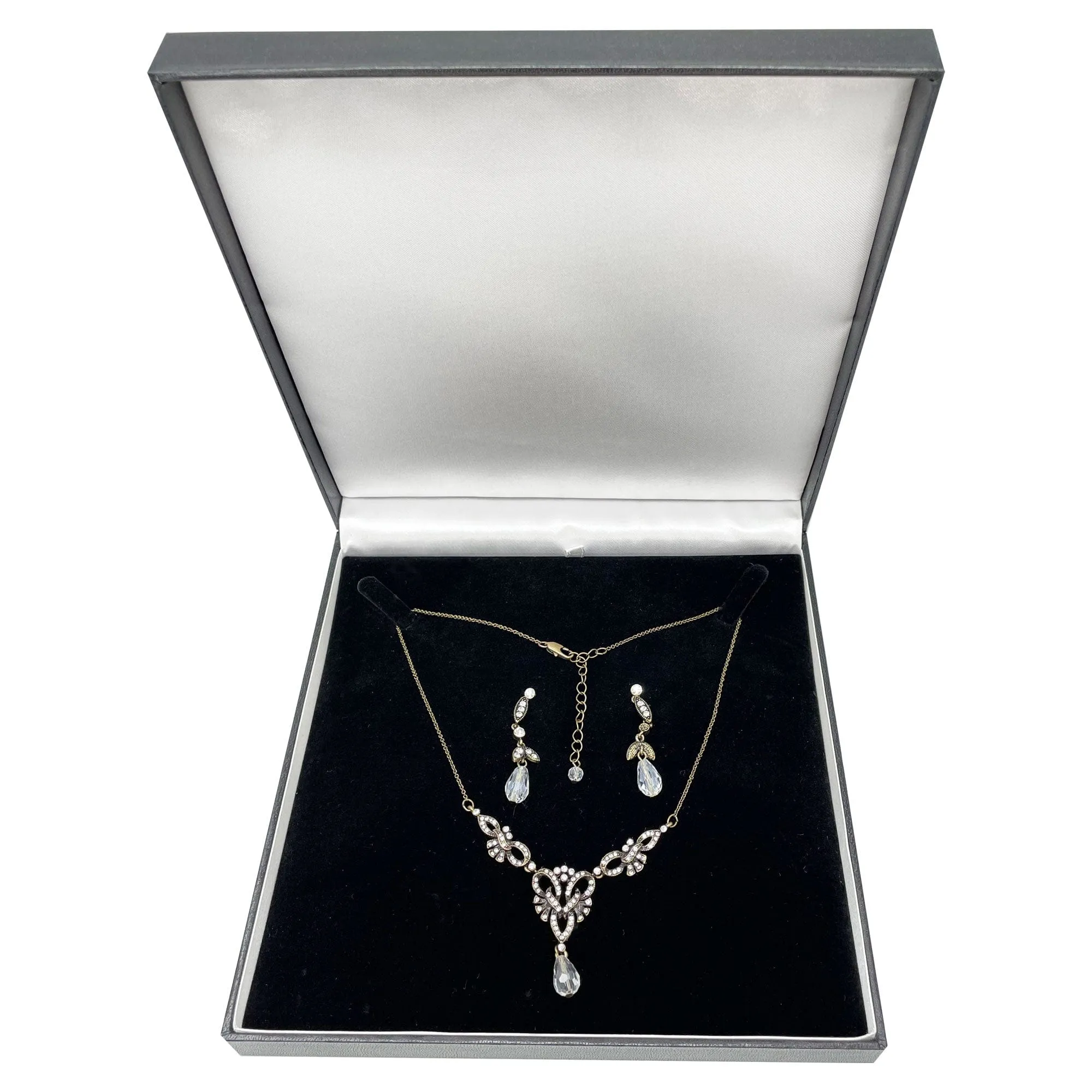 Earrings & Necklace Set: Lula Crystal Vintage Necklace With Matching Vintage Drop Earrings- £12 Gift Box Is Free