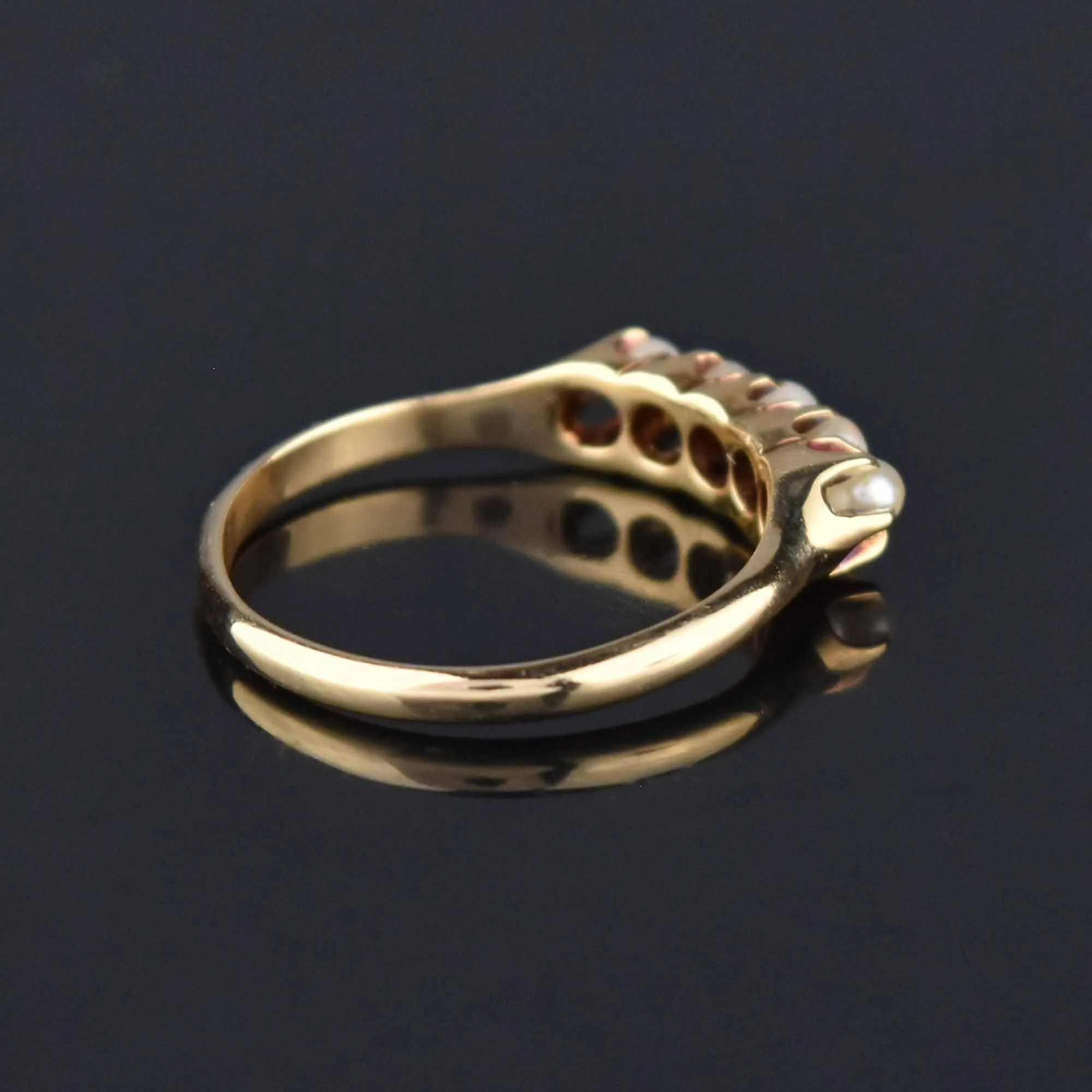 Edwardian 14K Gold Five Stone Pearl Ring