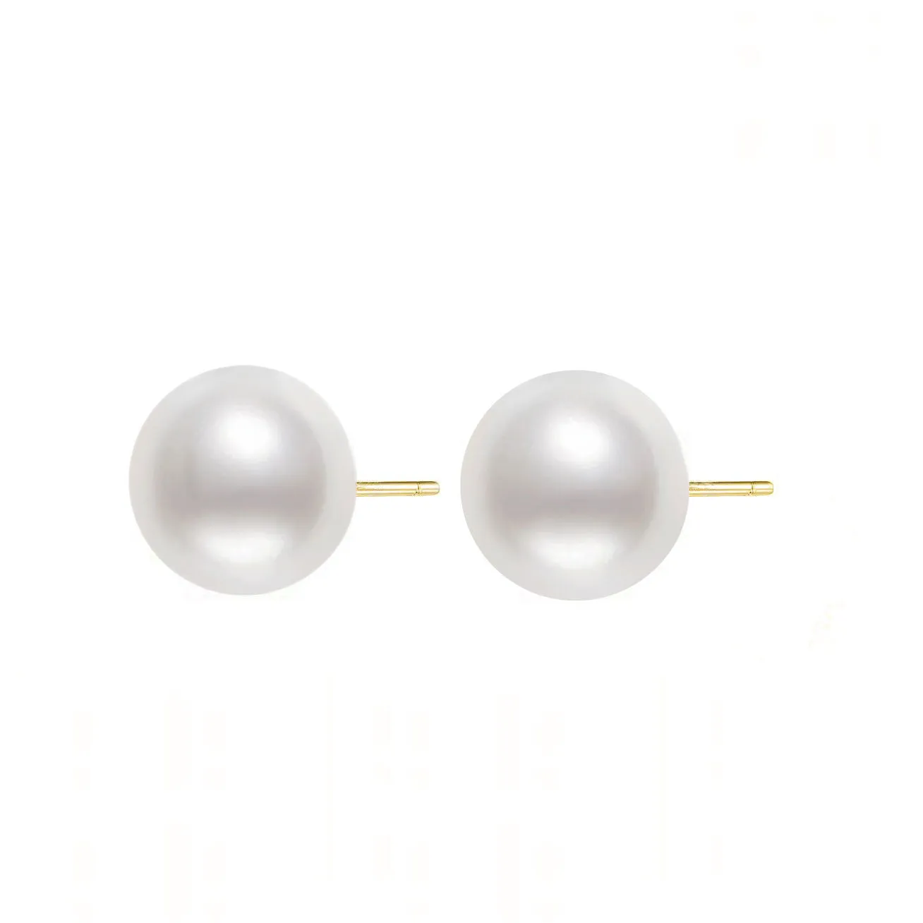 Elegant 18K Gold Top Grade Akoya HANADAMA Pearl Stud Earrings KE00017