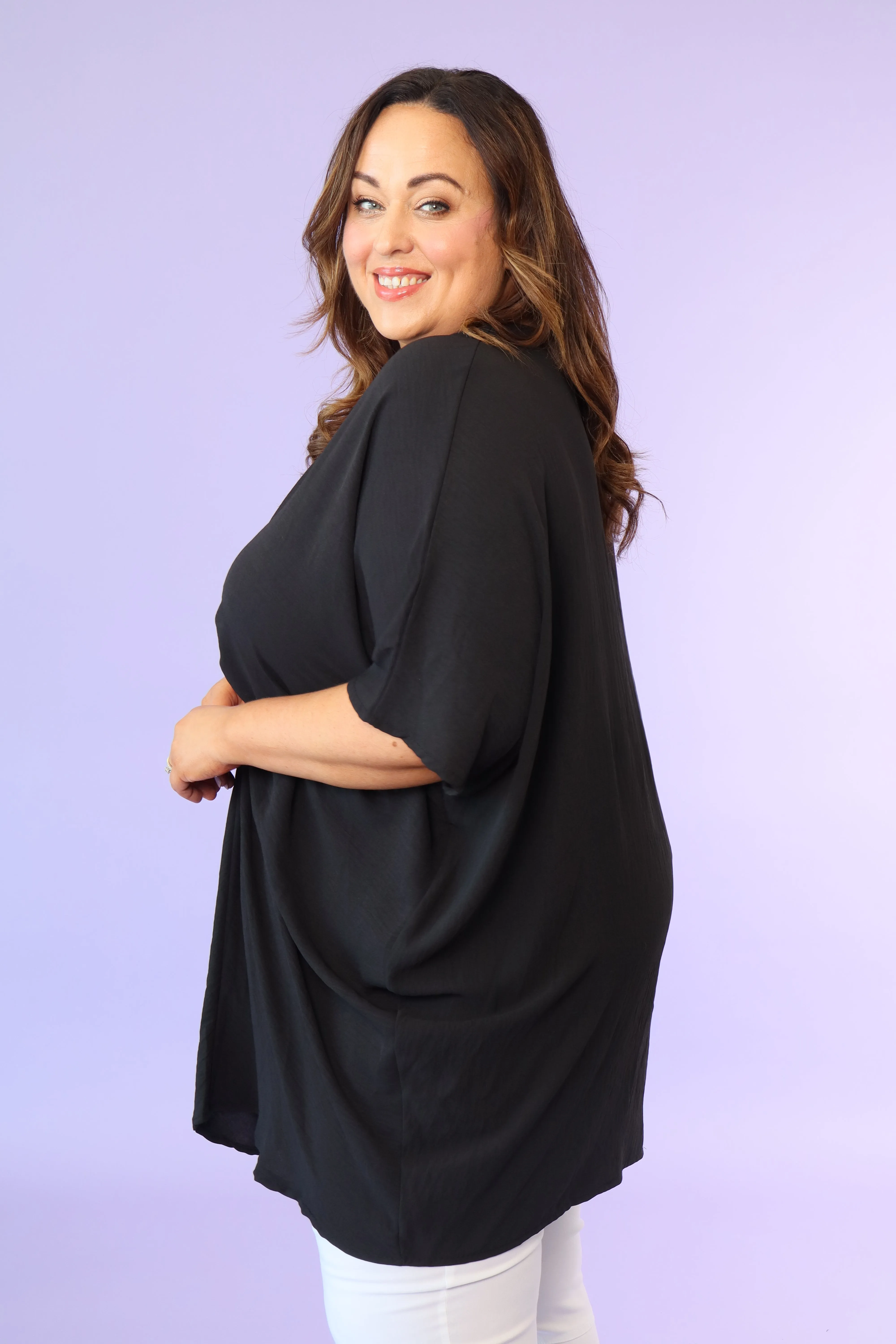 Elena Oversized Tunic in Black