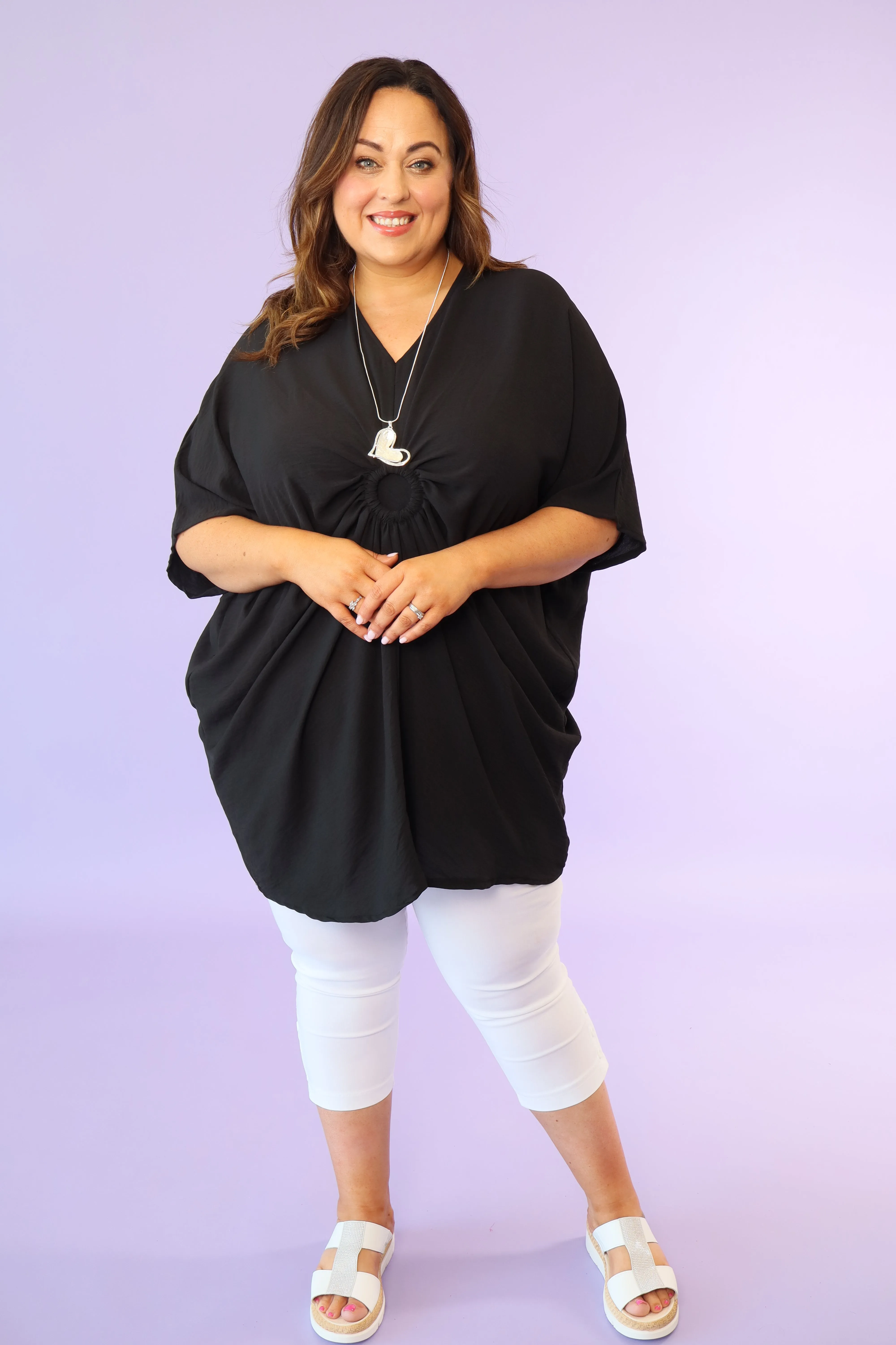 Elena Oversized Tunic in Black