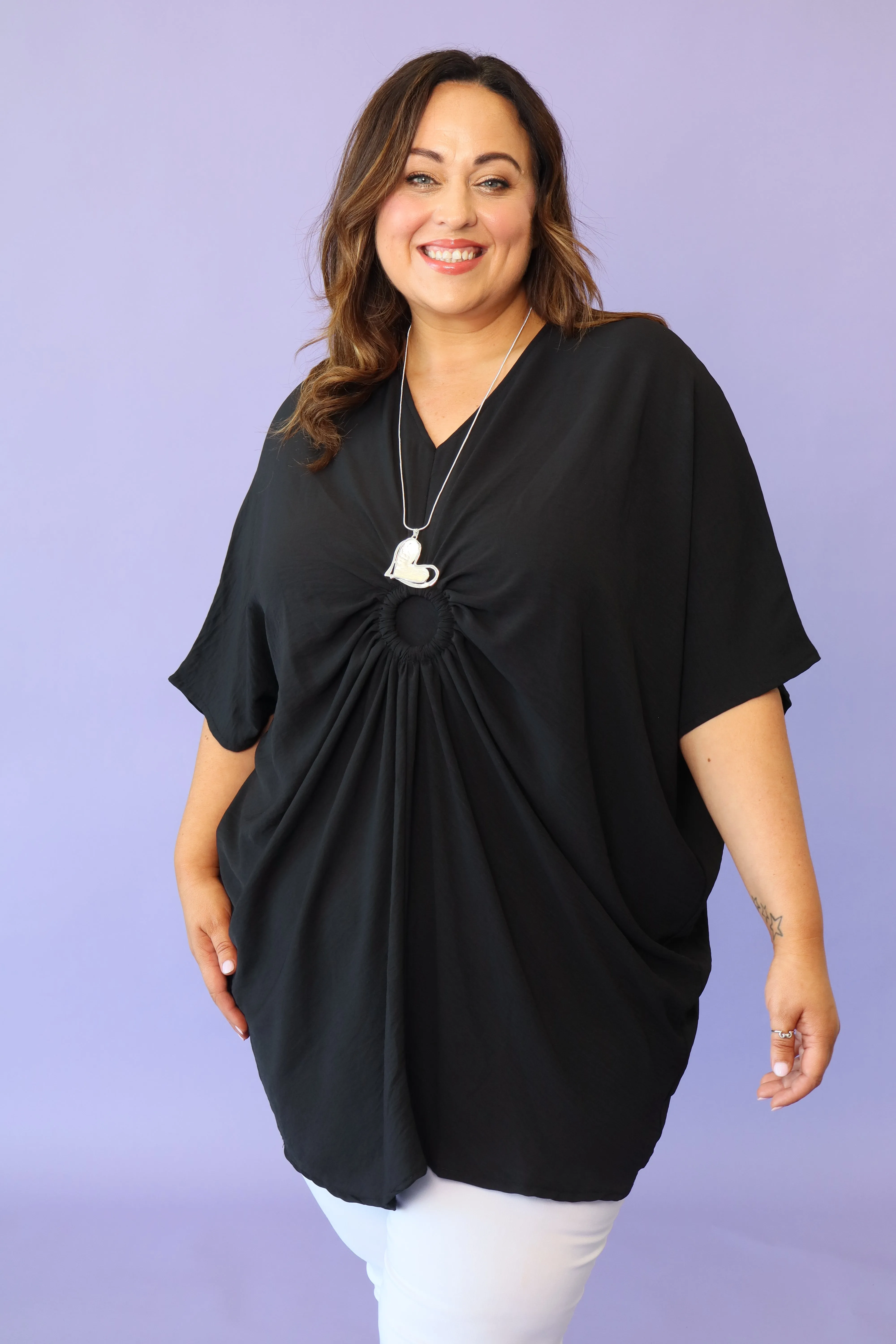 Elena Oversized Tunic in Black