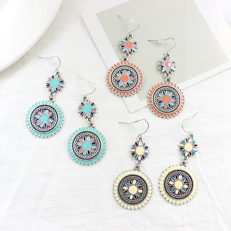 Enamel  Flower Earring Multicolor- 3 Colors