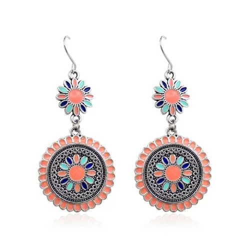 Enamel  Flower Earring Multicolor- 3 Colors