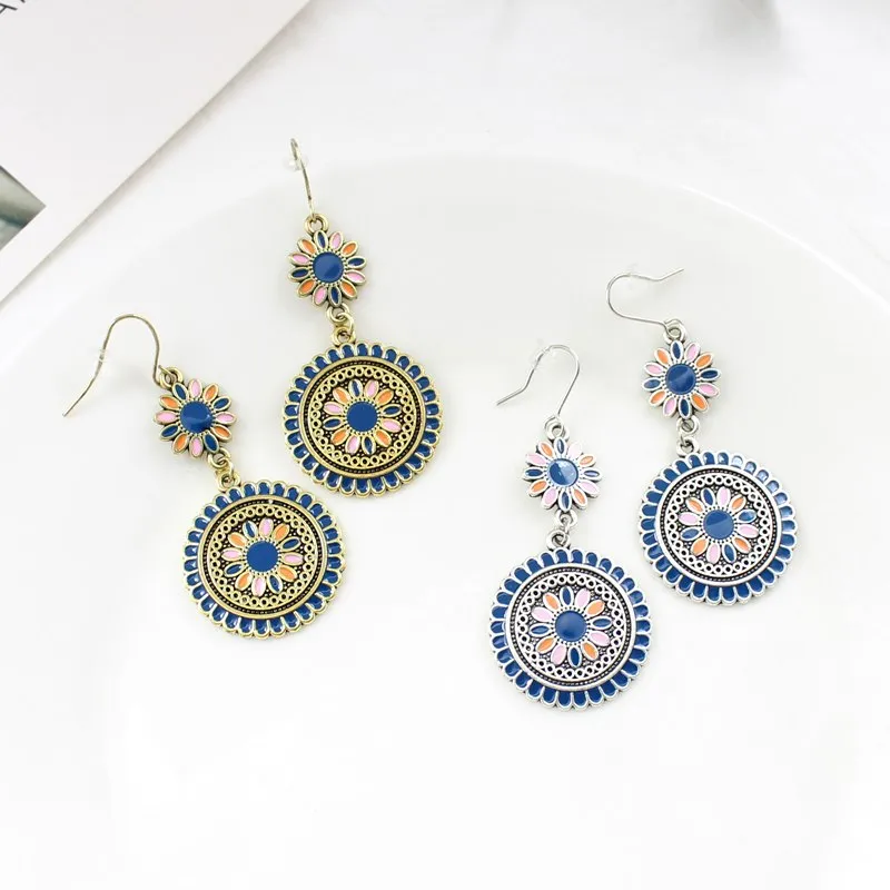 Enamel  Flower Earring Multicolor- 3 Colors