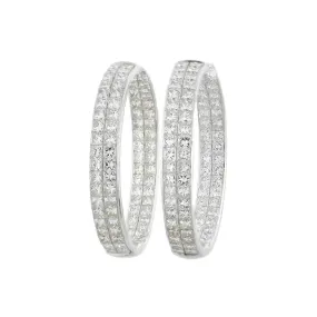 Estate 14kt "Inside-Out" 8ctw Diamond Hoop Earrings