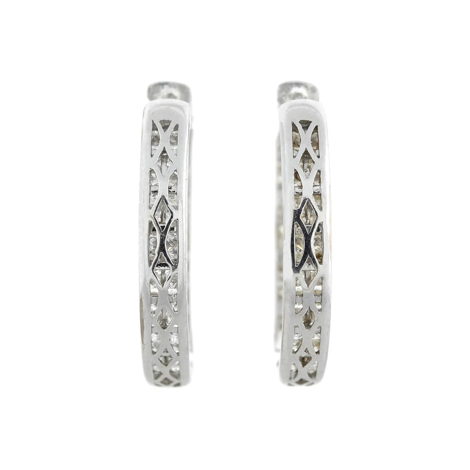 Estate 14kt "Inside-Out" 8ctw Diamond Hoop Earrings