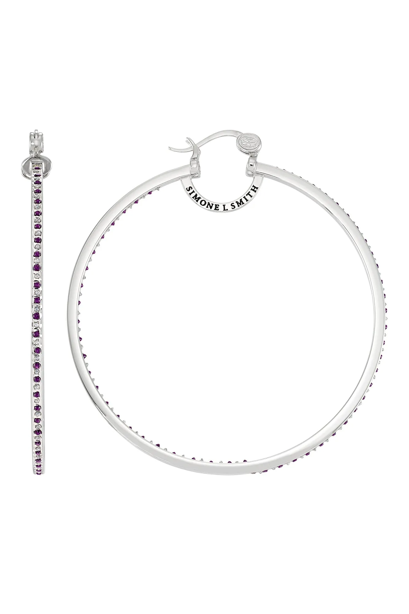 Everlasting Love Hoops with Amethyst Diamond Embellishments -Extra Large