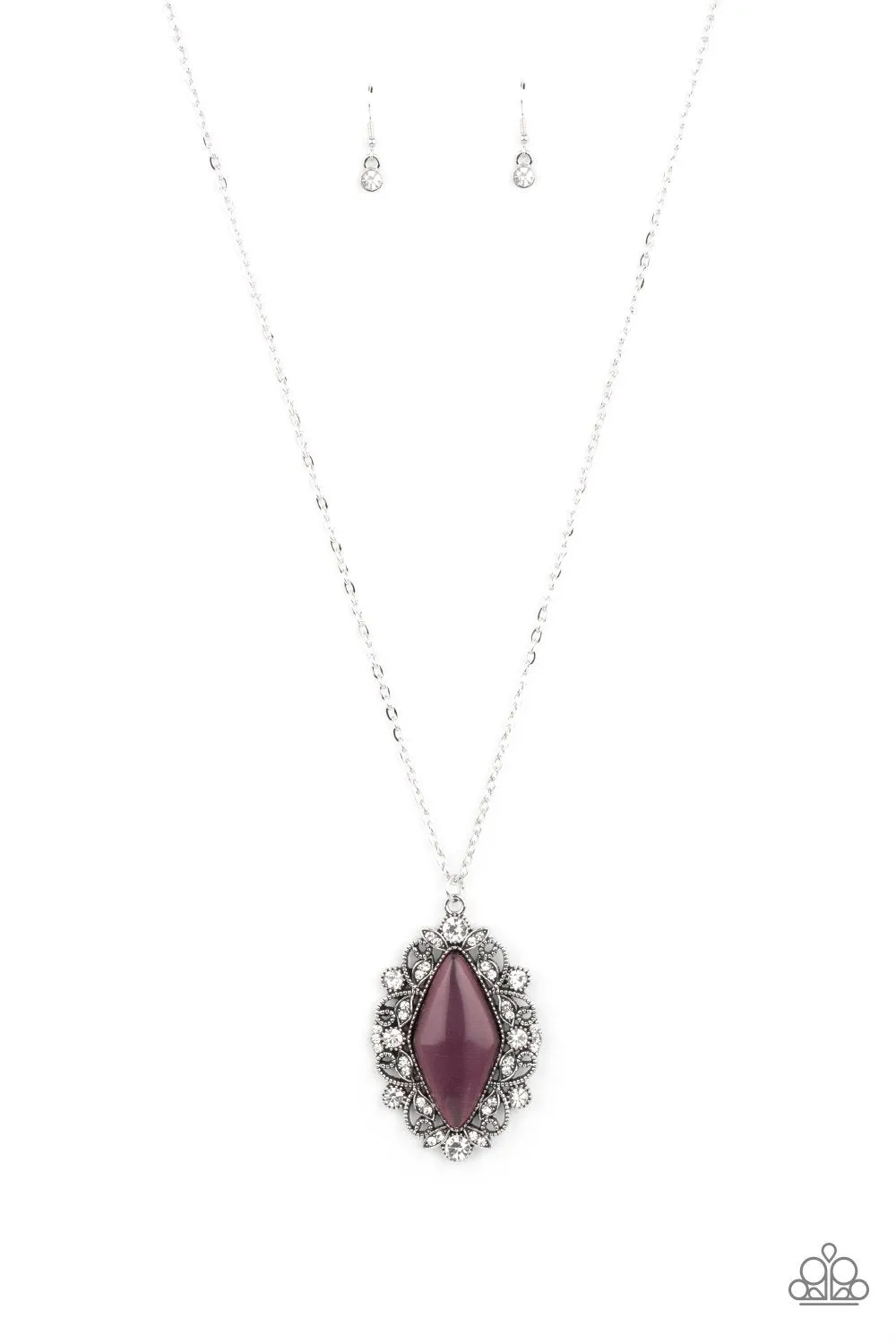 Exquisitely Enchanted Purple Cat's Eye Necklace - Paparazzi Accessories