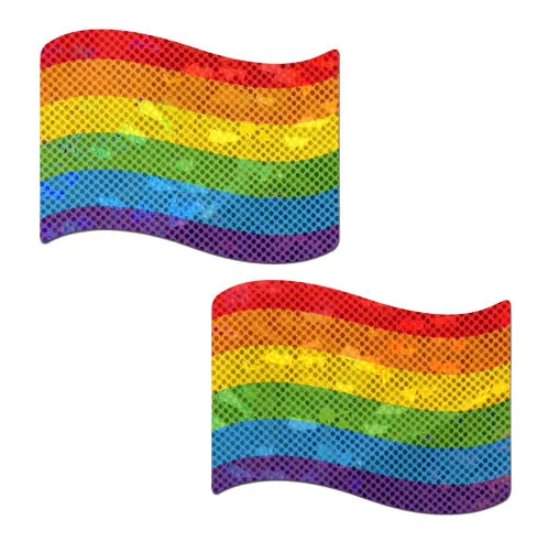 Flag: Gay Rainbow Waving Flag Nipple Pasties