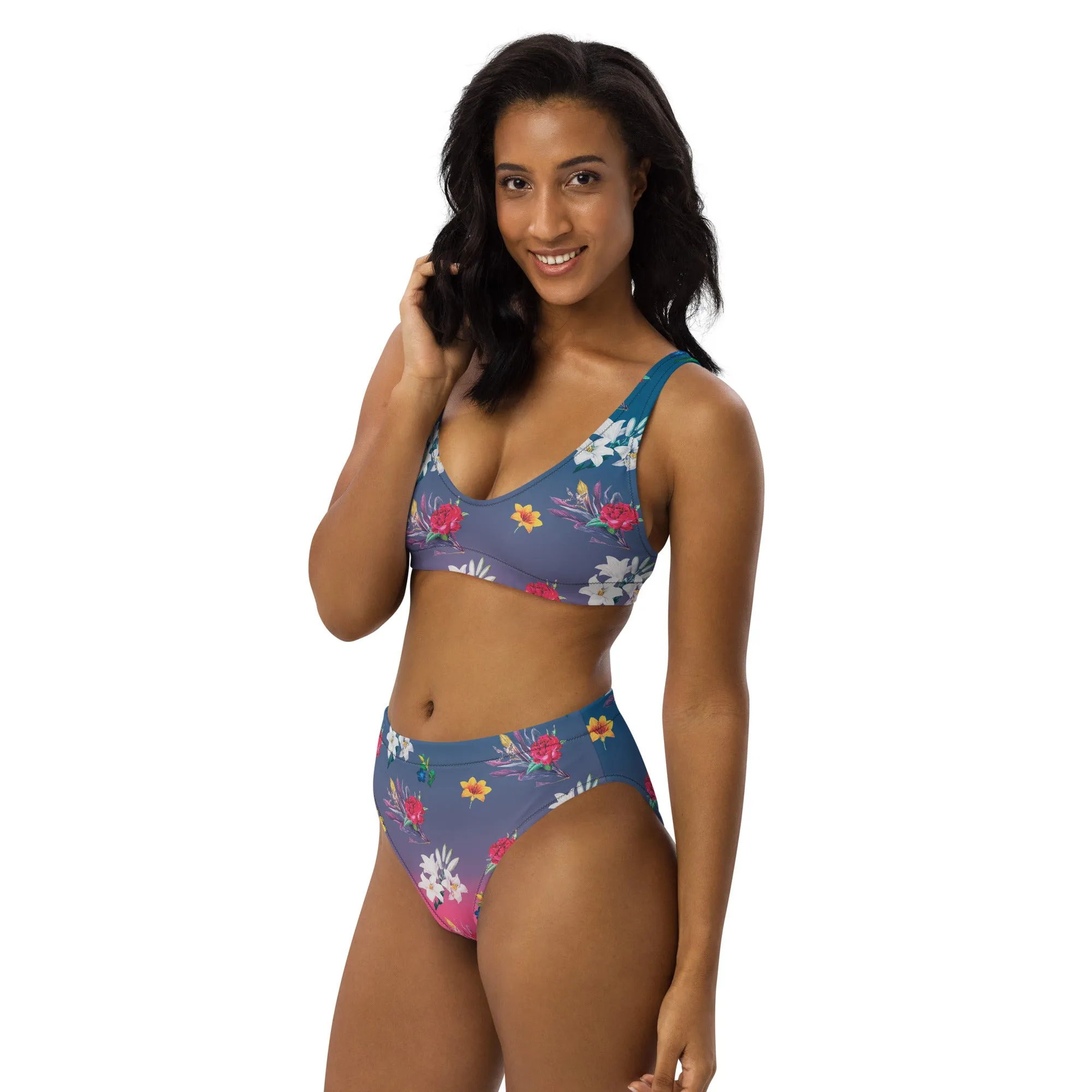 Floral Ombre Recycled high-waisted bikini